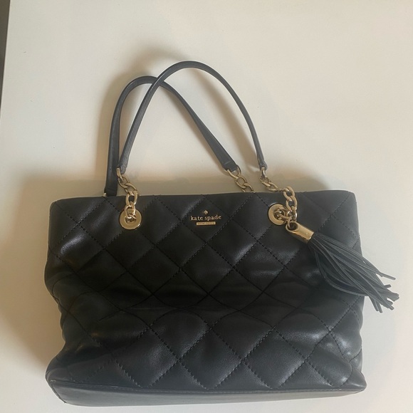 Kate Spade Black Quilted Shoulder Bag with Tassel - Picture 1 of 12